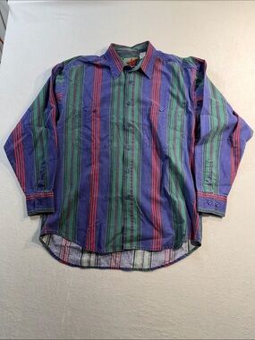 Vintage 90's Blazer Long Sleeve Vertical Striped Button Down Shirt
